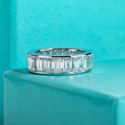Emerald Cut Moissanite Diamond Eternity Ring Free Shipping UK