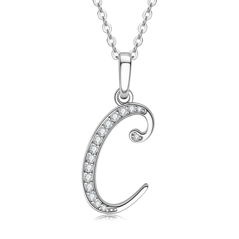 A-Z Letter Initial Necklace Moissanite Diamond Sterling Silver Pendant Necklace USA
