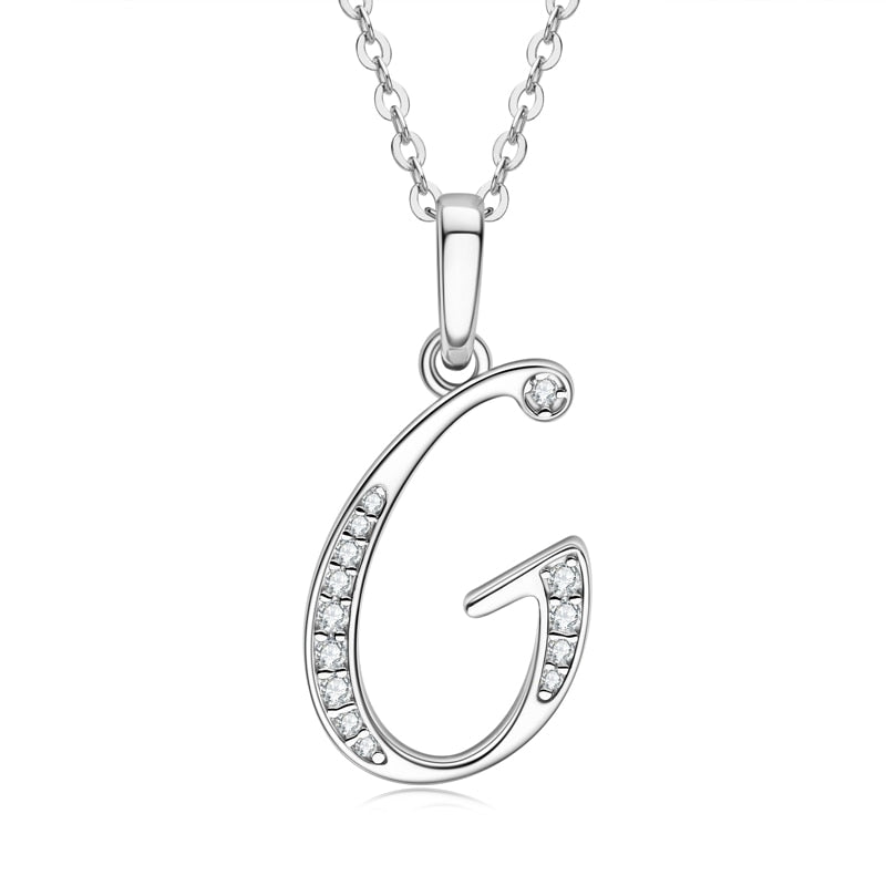 Initial Moissanite Diamond Sterling Silver Initial Pendant Necklace UK