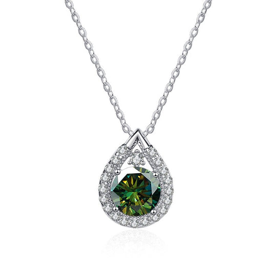 Sterling Silver Moissanite Diamond Pendant Necklace UK
