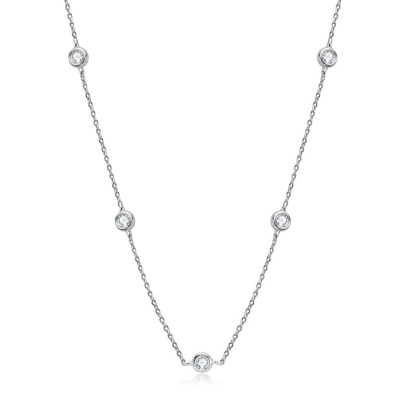 moissanite diamond bezel set necklace 4mm Holloway Jewellery AUS