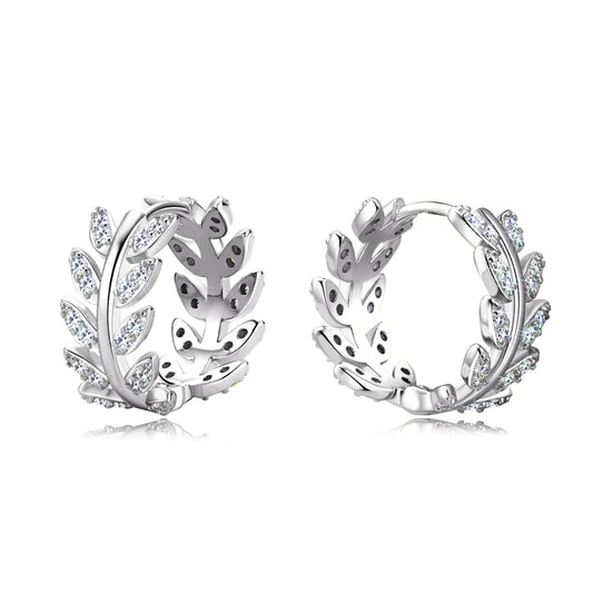 Moissanite Diamond Hoop Earrings Leaf Earrings