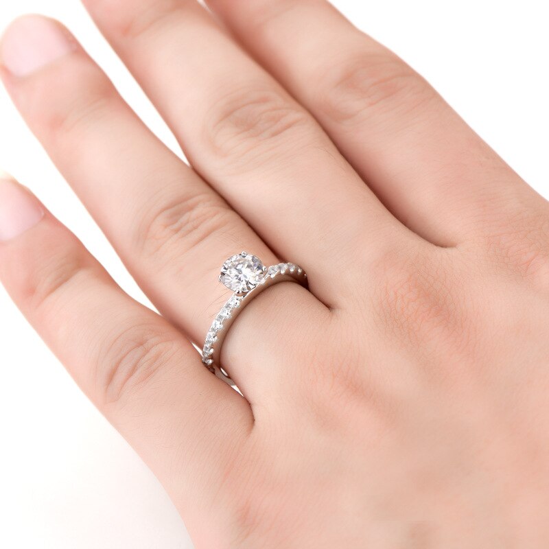 Sterling silver moissanite deals engagement rings