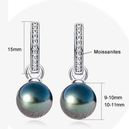 Tahitian Black Pearl Moissanite Earrings