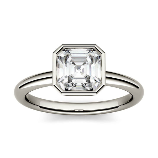 3 Carat Asscher Cut Moissanite Diamond Ring Sterling Silver