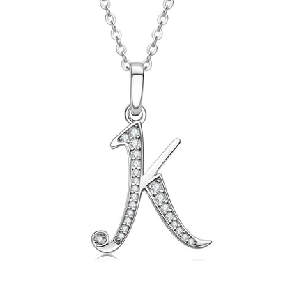 Moissanite Diamond Sterling Silver Initial Necklace