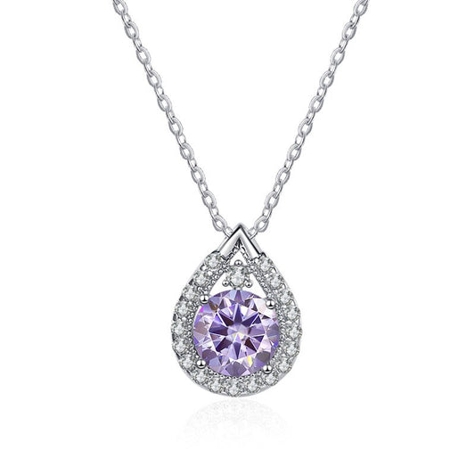 Moissanite Diamond Pendant Sterling Silver Necklace UK
