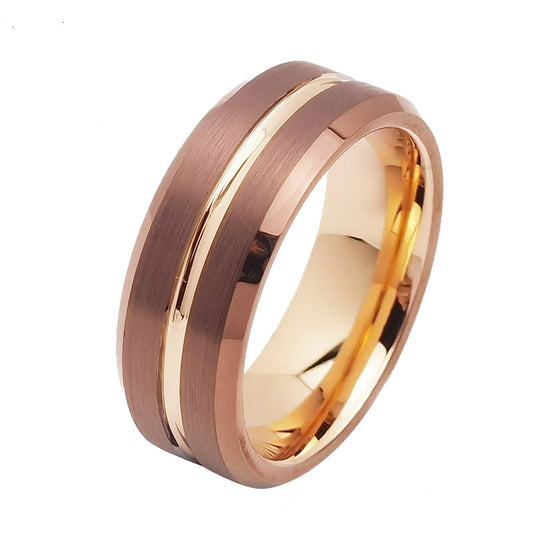 8mm rose gold tungsten groove design ring UK Holloway Jewellery