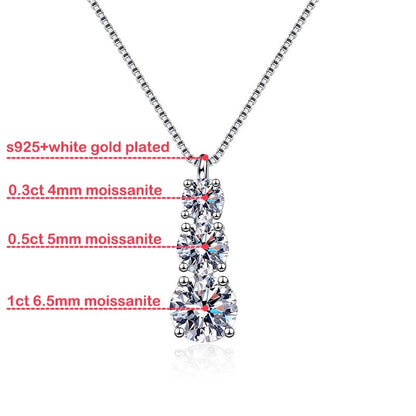 3 Stone Moissanite Diamond Necklace UK