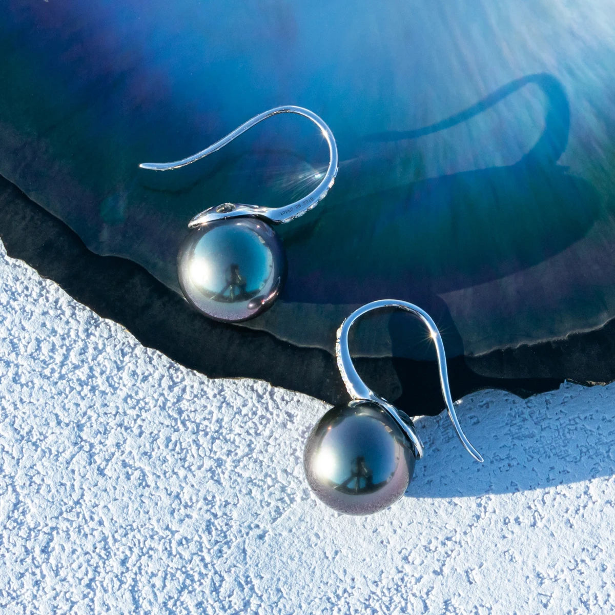 Black Pearl Moissanite Diamond Drop Earrings