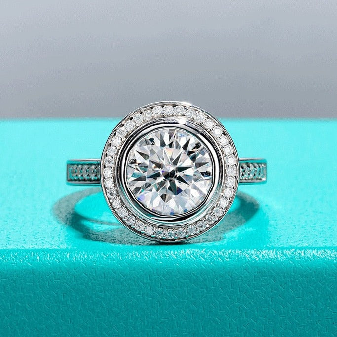 3 Carat Halo Moissanite Diamond Engagement Ring