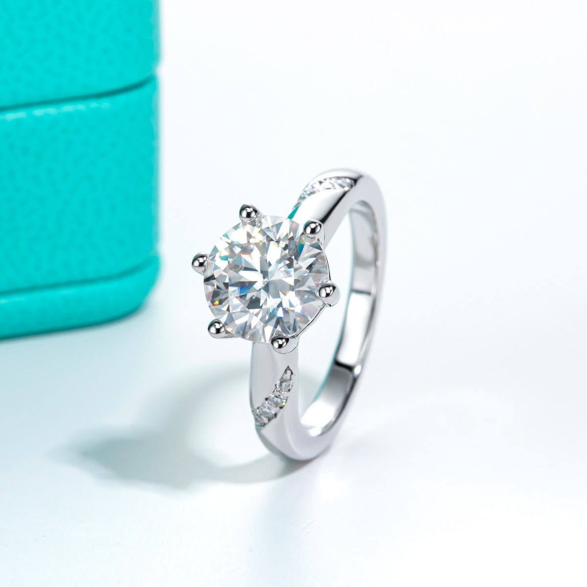 Sterling Silver Moissanite Diamond Engagement Ring Australia