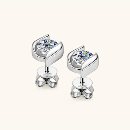 Sterling Silver Moissanite Diamond Stud Earrings US