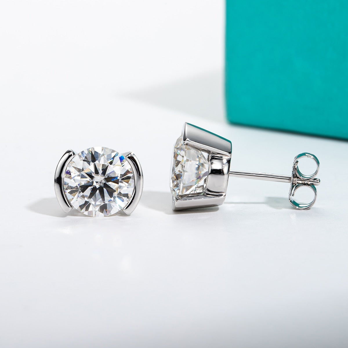Sterling Silver Moissanite Diamond Stud Earrings Holloway Jewellery