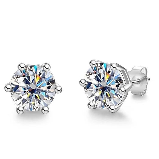 2ct (8mm) * 2pcs total 4cttw moissanite stud earrings white gold plated