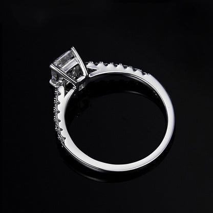 Sterling Silver Emerald Cut Moissanite Ring UK