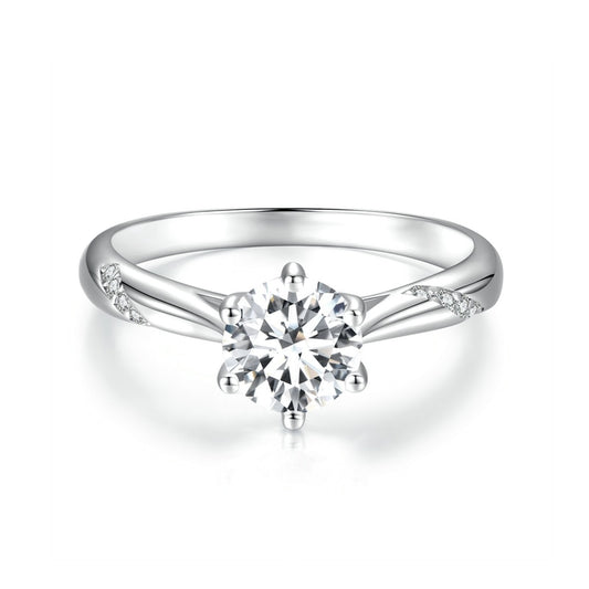 1ct Round Moissanite Diamond Solitaire Sterling Silver Engagement Ring