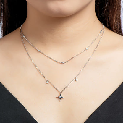layering silver moissanite necklaces Holloway Jewellery