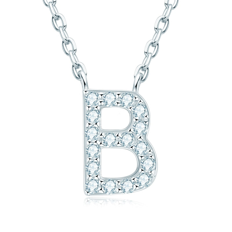 Initial Letter Moissanite Sterling Silver Pendant Initial Necklace UK
