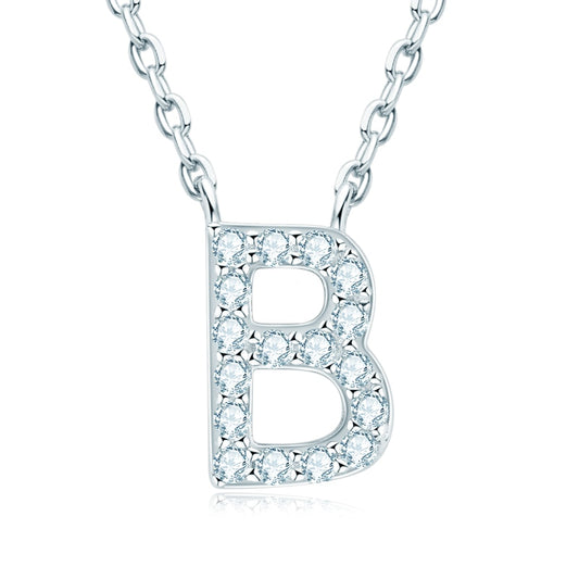 Initial Letter Moissanite Sterling Silver Pendant Initial Necklace UK
