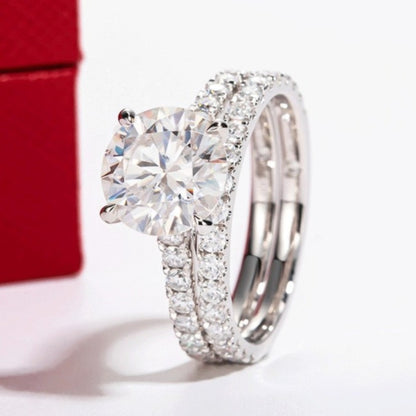 3ct Moissanite Diamond Engagement Ring Wedding Ring Set 14K White Gold