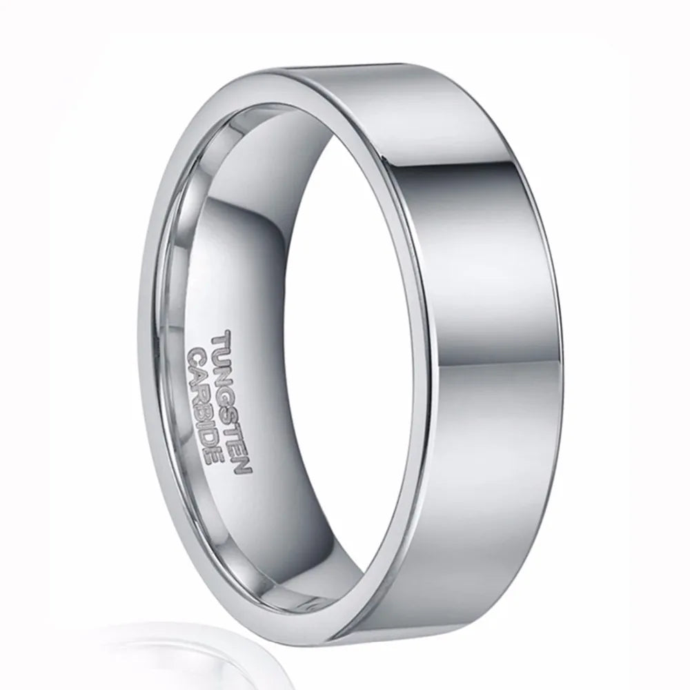 8mm Flat Tungsten Ring Mens Rings
