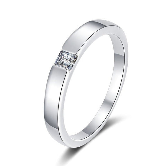 Princess Cut Moissanite Diamond Wedding Ring Sterling Silver Men Women