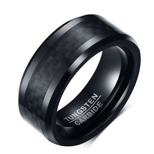 8mm Tungsten Carbide Ring Mens Womens Black