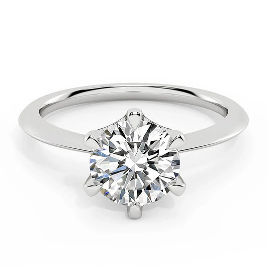 3ct Moissanite Diamond 6 Prong Solitaire Ring Sterling Silver