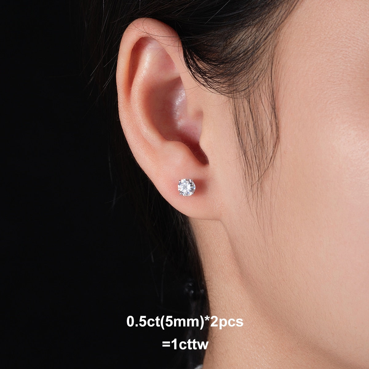 0.5 diamond stud earrings Holloway Jewellery Moissanite 14k white gold