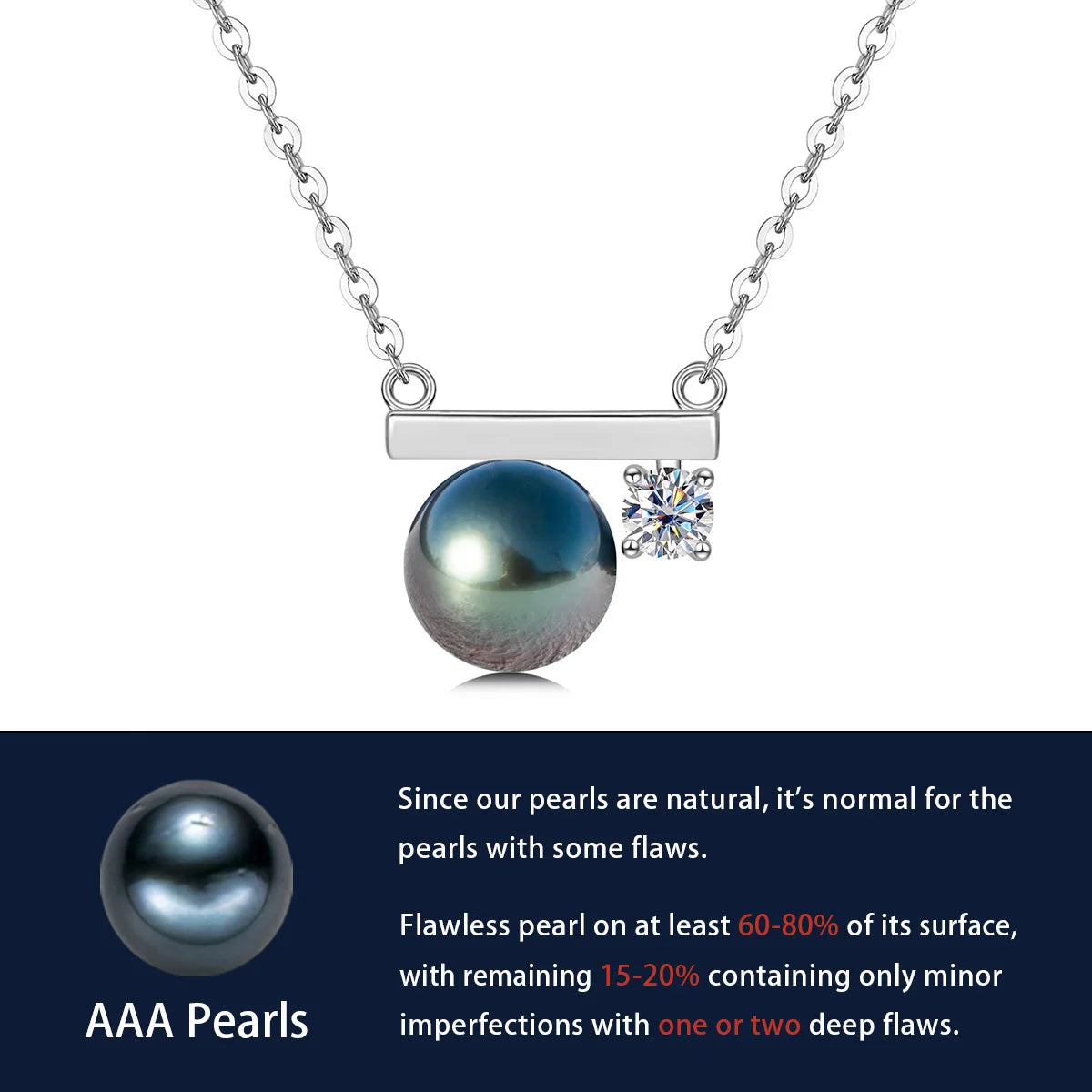 Black Pearl Moissanite Diamond Necklace