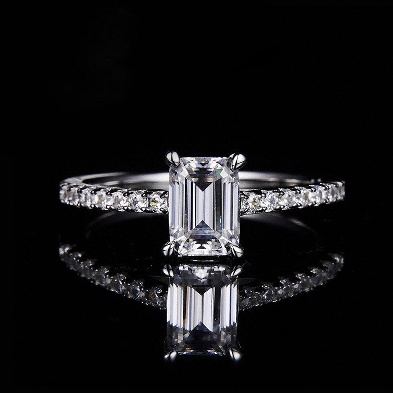 Holloway Jewellery UK Emerald Cut Moissanite Diamond Engagement Ring 