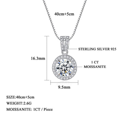 Holloway Jewellery Moissanite Diamond Sterling Silver Pendant Necklace