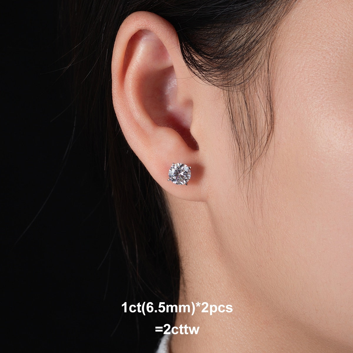 1 carat stud moissanite diamond earrings