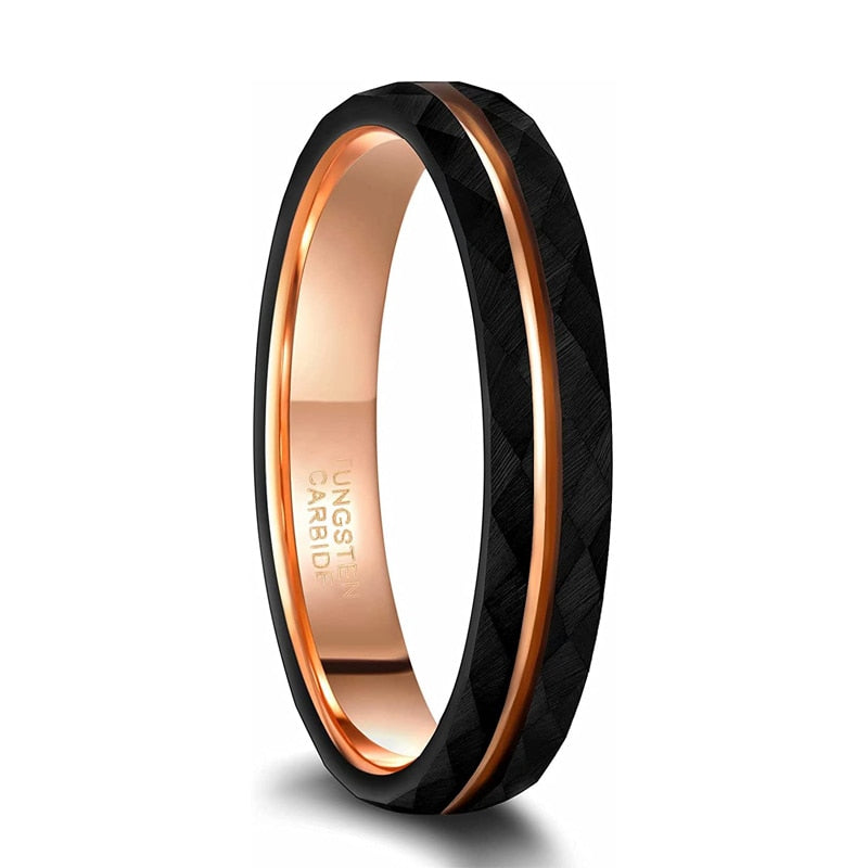 4mm tungsten ring womens Holloway Jewellery black rose colour
