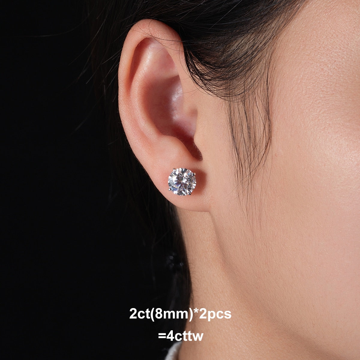 Cushion Moissanite Stud Earrings - ear203 - MoissaniteCo.com