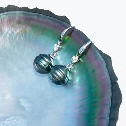 Holloway Jewellery US Tahitian Black Pearl Moissanite Diamond Earrings
