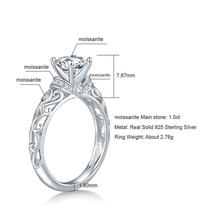 vintage style engagement ring moissanite diamond 1 carat UK Holloway Jewellery