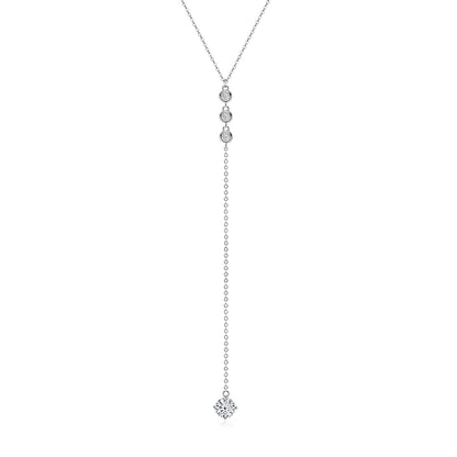 Y Shape Moissanite Diamond Necklace Sterling Silver
