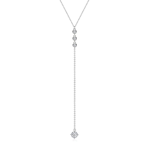 Y Shape Moissanite Diamond Necklace Sterling Silver