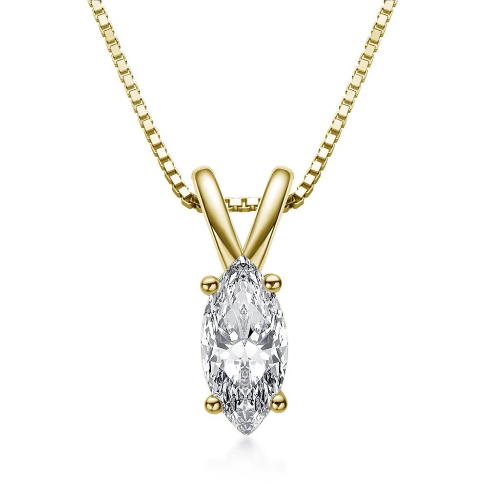 Holloway Jewellery 1 Carat Marquise Cut Moissanite Diamond Drop Pendant Necklace