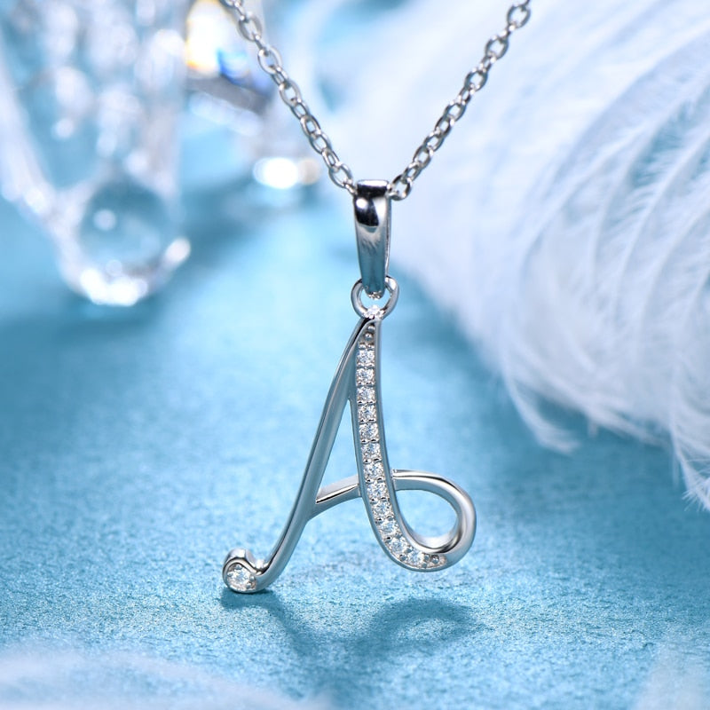 Moissanite Sterling Silver Pendant Initial Necklace Letter Necklace