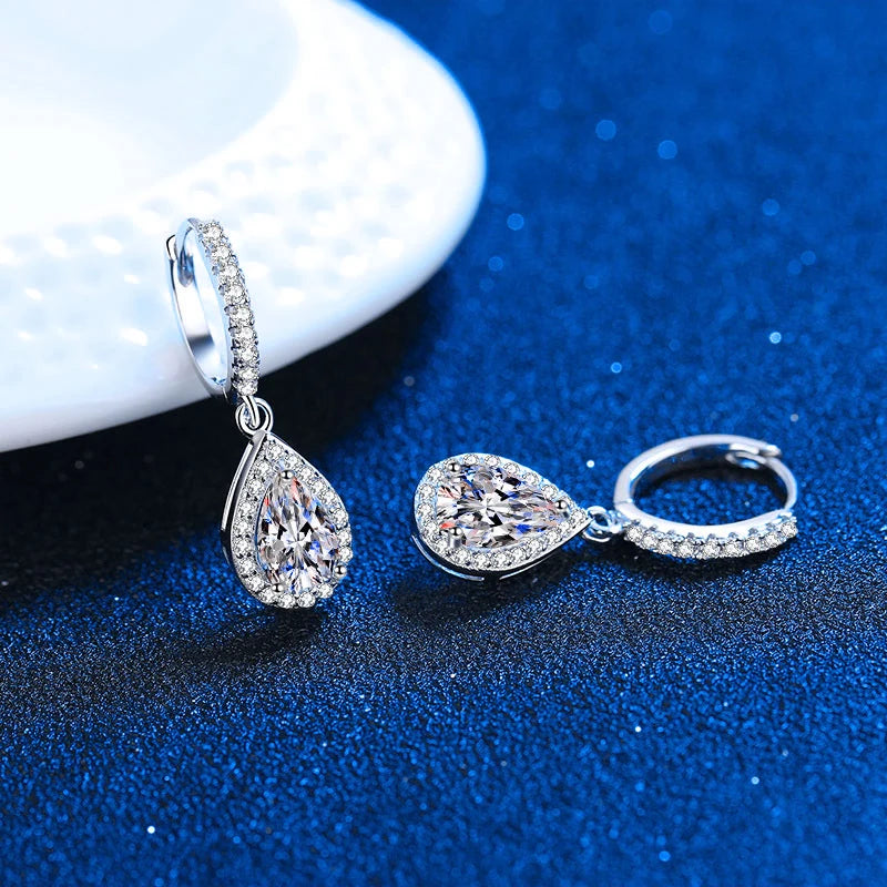 Pear Moissanite Diamond Earrings UK