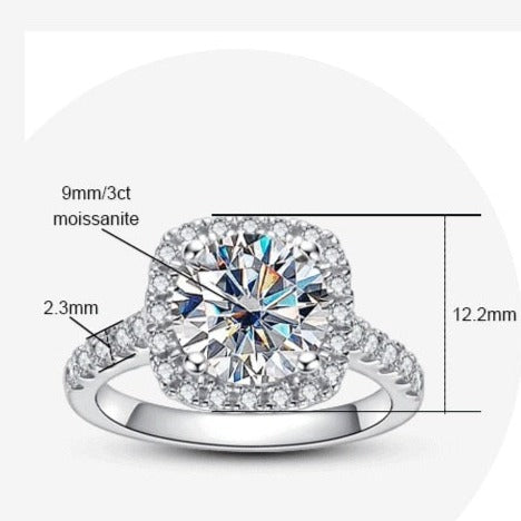 Holloway Jewellery Moissanite Diamond Halo Ring