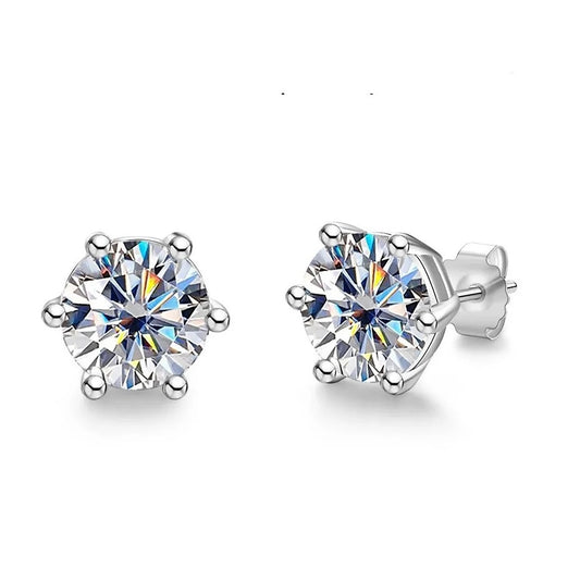 1ct (6.5mm) * 2pcs total 2cttw moissanite stud earrings white gold plated
