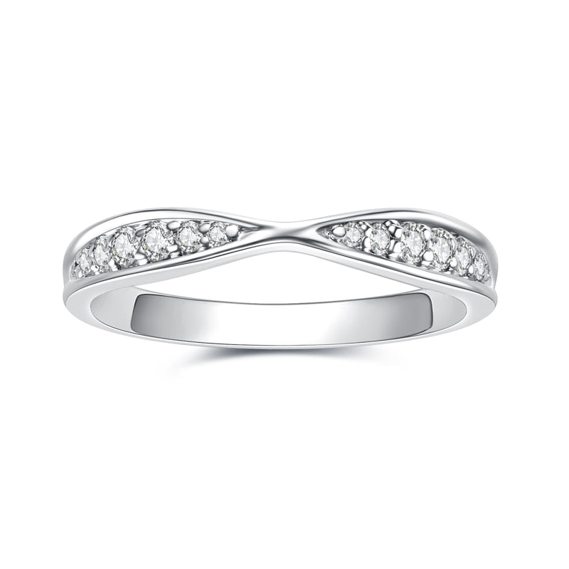 Bow Tie Moissanite Diamond Wedding Band Sterling Silver