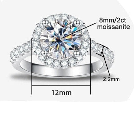 2 Carat Halo Moissanite Diamond Engagement Ring AU