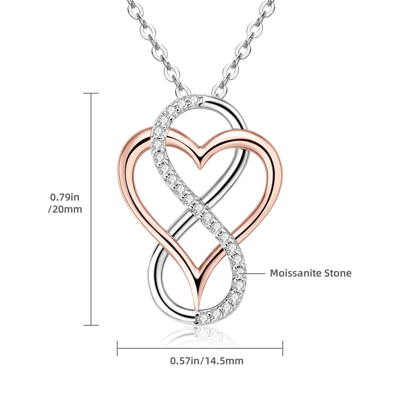 Moissanite Diamond Heart Infinity Pendant Necklace