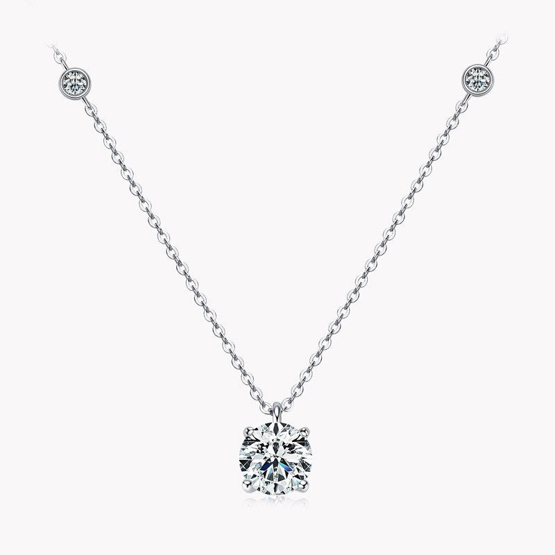 2ct Moissanite Diamond Pendant Necklace Sterling Silver