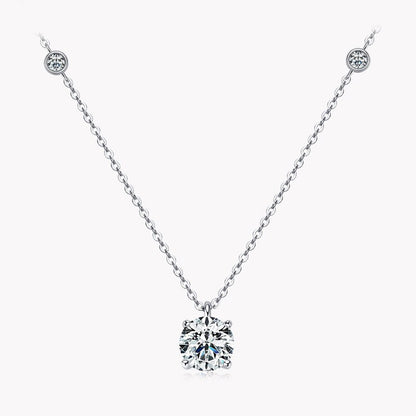 2ct Moissanite Diamond Pendant Necklace Sterling Silver